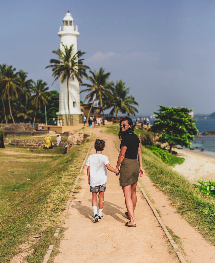 Palm Trees Mum and son in Sri Lanka By the Sea with Three Family Travel Jacqueline Alwill Brown Paper Nutrition