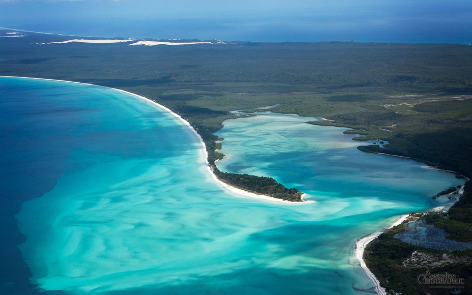 fraser island aerial drone tropical island