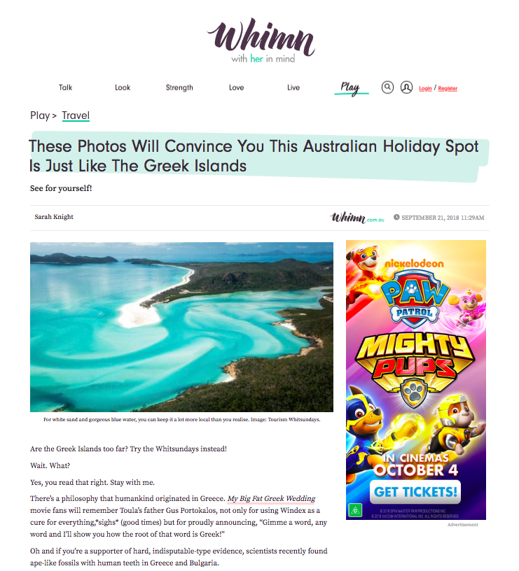 Hamilton Island Greek Islands Whimn Travel Story Sarah Knight Editor By the Sea with Three Family Travel